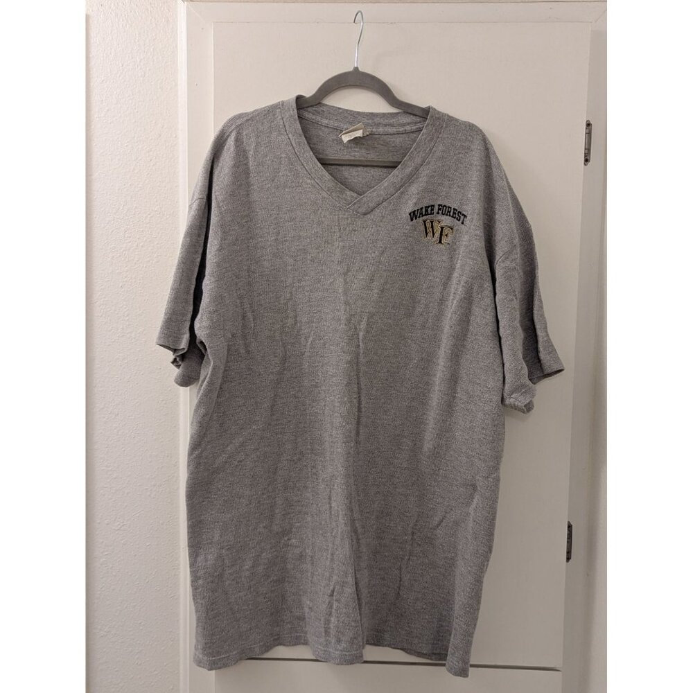 Wake Forest WF Gray V-Neck T-Shirt By Briar Creek Sportswear XL 90% Cotton 10% P